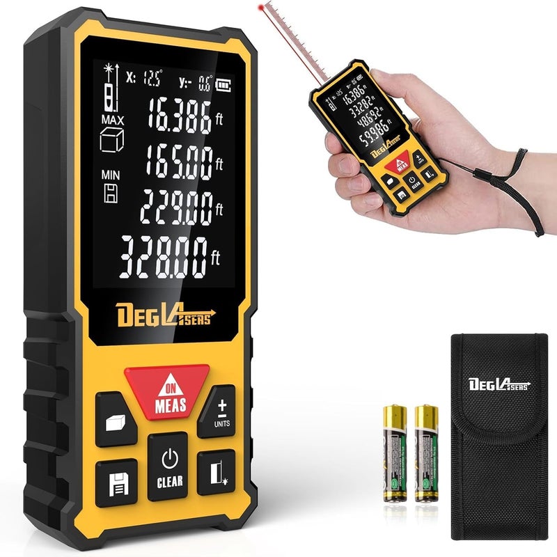 DegLasers Laser Measurement Tool, 328 Feet Laser Measure with Dual Angle Display,M/in/Ft/ft+in Unit Switching,Laser Distance Meter for Measure Angle,Distance,Area and Volume,Pythagorean Mode - Image 1